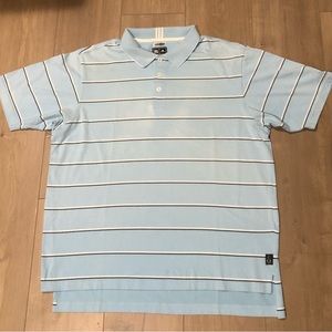 Adidas Light Blue Polo (Golf) Size:Large-w black & white Stripes, good condition